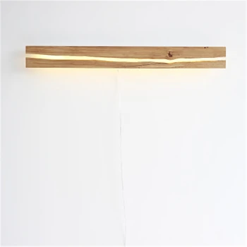 Творчески Таванско Помещение Ретро Дървени Led Монтиран На Стената Лампа Реколта Орех Дъб Съхранение Спалня Кафе Стенни Осветителни Тела, Аплици