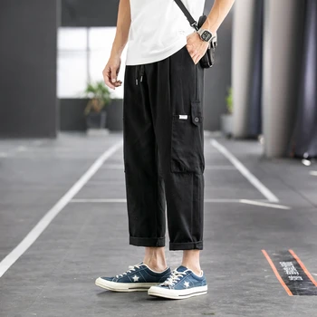 Тела мъжки прилив на марката мулти-джоб японски памук свободни панталони Мъжки хип-хоп Beam ежедневни панталони