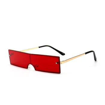 Тенденцията правоъгълник слънчеви очила Жените марка дизайнер мода черно червено прозрачни лещи за секси жени ретро очила с UV400 Oculos De Sol