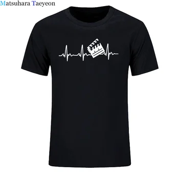 Тениска New Summer Fashion Film Director T Shirt Men Short Sleeve Cotton Heartbeat Clapperboard T-shirt Върховете Man Tshirt Camiseta
