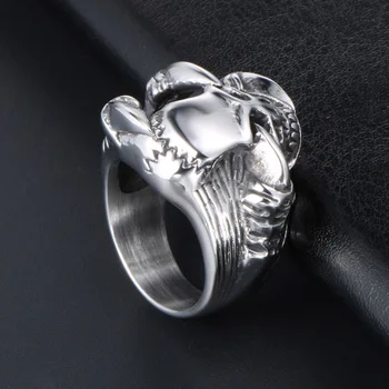 Титан стомана череп на Дракон Нокът мъжки пръстен ретро пънк стил пръст бижута и аксесоари Чар подарък за Рожден Ден за мъже и момчета