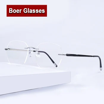 Титанов мъжки модни пилотни очила без рамки пълна рецептурная рамки за очила с лещи AM02 AM03