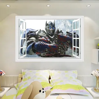 Трансформация на герой Optimus prime Bumblebee 3D прозореца стикер на стената стикер декор B211 Безплатна доставка