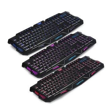 Трикольор Gaming, подсветка осветява Keyboard FIGHTING NATION Gamer Fluctuate Backlight LED USB Wired Russain Layout Version