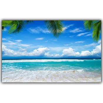 Тропически Плаж Морски Пейзаж Плакат Изкуство Коприна Плакат Декорация На Дома Картина Хол Тапети