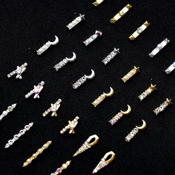 Търговия на едро злато 3D прост Чар Crystal Япония нокти планински кристал сплав нокти, декорация на нокти DIY аксесоари за доставка