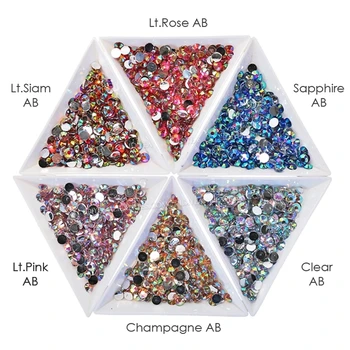 Търговия на едро с желе AB смола non hot fix кристали и Плоски flatback пластмасови кристали, кристали блести камък голям пакет за нокти DIY