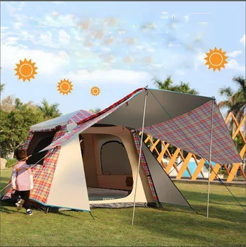 Удебеляване на водоустойчив ветрозащитный влагоустойчив, отговарят на високи UV-защита автоматична с навес Carpas De къмпинг къмпинг палатка на плажа палатка