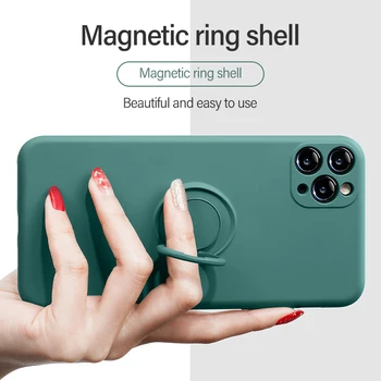 Ултра тънък Силиконов Магнитен държач телефон калъф за IPhone 11 Pro XS Max XR XS 8 7 6s 6 Плюс щанд пръстен на пръста скоба на кутията