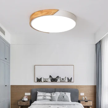 Ултратънък led тавана лампа дървен модерен повърхностен монтаж скрит панел дистанционно управление потолочное осветление за ресторант лоби спалня