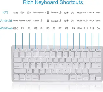 Ультратонкая безжична клавиатура за настолен лаптоп Tabelt и за Apple iPad, iPhone, MacBook Android Windows PC Bluetooth клавиатура