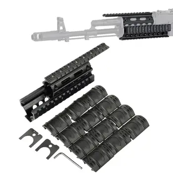 Универсален AK47 74 AKS Quad Said Rail mount Handguard Quad Side Rail с 12шт рельсовой капак Еърсофт Hunting Rifle Shooting Caza