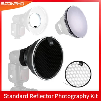 Универсална козметична чиния с клетъчна мека кърпа 6 инчов конус стандартен рефлектор Фотокомплект за флаш Godox