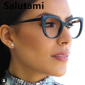 Уникален TR90 Crystal Clear Glasses Frame Women 2020 Luxury Brand Cat Eye Eyeglasses женски компютър Goggle нюанси на кръгли очила