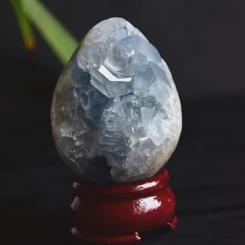 Уникален природен Селестин камък Crystal жеода яйцевидной форма камъни и кристали клъстер за декорация на дома
