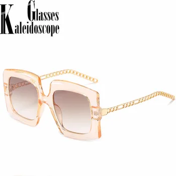 Уникални метални вериги слънчеви очила за Жени на луксозна марка дизайнер винтидж слънчеви очила за мъже ретро Черно Розови очила дами UV400
