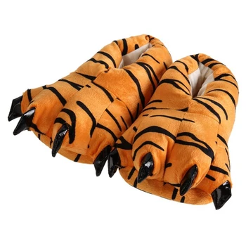 Унисекс комбинираното животно Мокомоко топло чехъл е стаен обувки пушистое меки дъното Зимни интериорна дрехи обувки (тигрови модел м)