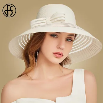 Файлова система 2020 жени сламена шапка с голям лък бял черен широката периферия на дискета сгъваеми плажни шапки женски дами пролет лято козирка слънчеви очила