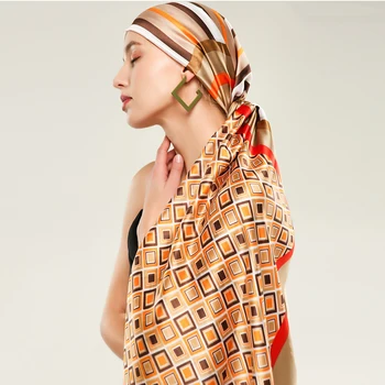 Файлова система 2020 Нова мода лято жените Сатен, копринен шал на дизайнер, печатни шарена кърпа на плажа. → Шалове и тайна Foulard Echarpe