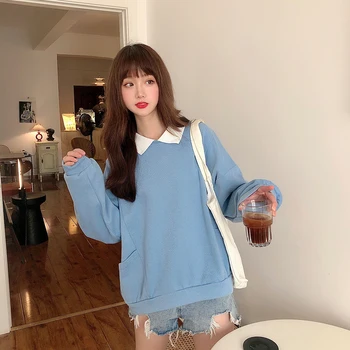 Фалшиви двухсекционные жени корейски Harajuku hoody женски самият плюс размер hoody Kawaii естетически пуловери памук ежедневни блузи