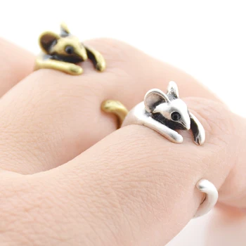 Фей Ye Paws Punk Girl ' s Burnished Rat Mouse Animal Metal Wrap Rings Women Gift Tiny Mid Finger Couple Mice Ring For Men Girls