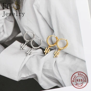 ФК 925 сребърни бижута златни пръстени форма на кактус цирконий закачалка обръч обеци пиърсинг Бук Dori за жени Pendientes 2020