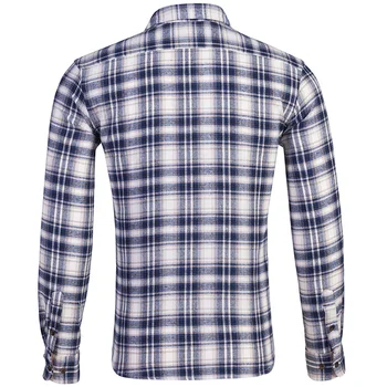 Фланелен каре ризи за мъже памук клетчатая ежедневна топла зимна риза с дълъг ръкав 2 джоба Мъжки дрехи Фаянс EU US Size