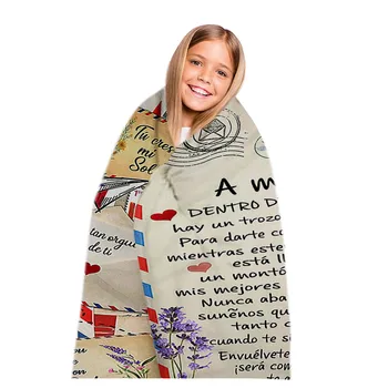 Флисовое писмо одеяло, моята дъщеря, син на Съпругата на печатни одеяла Въздушна поща одеяла положително окуражаване и любовта хвърля подаръци D18