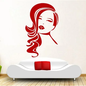Фризьорски салон студио, антре, приемна стикер на стената стикер за красота красиво момиче, фризьорски салон подвижни винилови стикери за стена 160