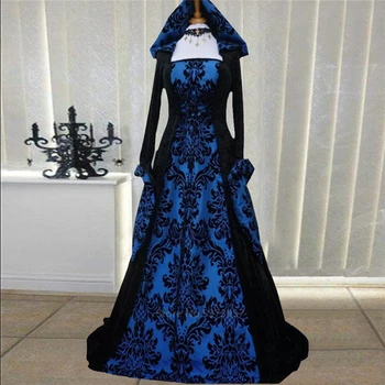 Хелоуин cosplay костюм за жени, стари средновековни принцеси cosplay костюм на Европейския Викториански съд необичайна ретро рокли с качулка