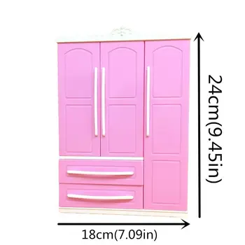 Хечбек с модерен розов шкаф за Игра комплект за кукли мебели може да сложите обувки, дрехи, аксесоари с тоалетен огледало играчки за момичета