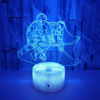 Хокей на тема 3D LED лампи Night Light 7 промяна на цвета сензорен маса с настолна лампа за деца, подарък декорация на дома Dropshippping