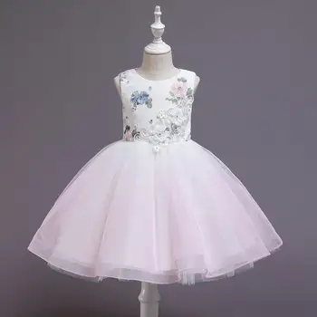 Цветна Бродерия Baby Girls Dress Коледа Ceremony Clothing Tutu Party Elegant Kids Girl Носете Vestidos 3-10 Години