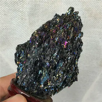 Цветна натурален наждачный кристални минерален образец лечебни рейки+поставка