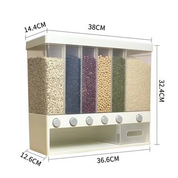 Цели зърна ориз, кофа монтиране на резервоар за съхранение на ориз от ориз пластмасов бокс за съхранение на хранителни контейнер Rangement 9-10L нова