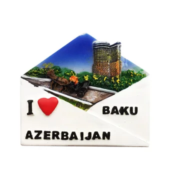 Централна Азия и азербайджан са магнити за хладилник туризъм спомен столица декоративно занаят 3d смола хладилник етикети домашен интериор
