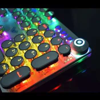 Ч. в класна Mechanical Gaming Keyboard Retro Square Glowing Keycaps Осветен USB Wired 104 Anti-ghosting Gaming Keyboard for PC laptop