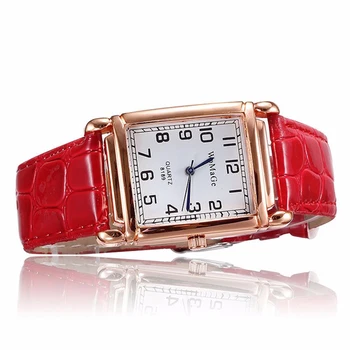 часовници дамски 2019 нови часовници дамски квадратни розови златни ръчен часовник червена кожа модни маркови часовници дамски дамски кварцов часовник