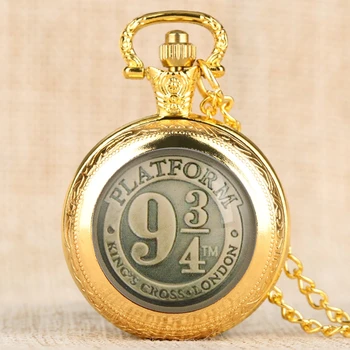Черен / бронз / злато / сребро Хари 9 3/4 платформа кръст на цар кварцови часовници джобни огърлица верига FOB часовник медальон с колекционерска стойност, изкуство