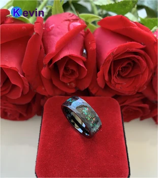 Черен чук Волфрам пръстен годежен пръстен Multi Facet годежен пръстен за мъже, жени с Galaxy серия opal инкрустация с 8 мм comfort Fit