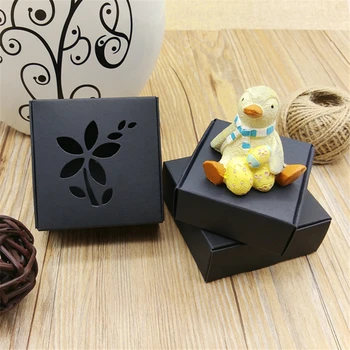 Черната куха хартиена кутия с прозорец подарък полза на ръчно изработени плавателни съдове, ръчно изработени сапуни опаковка Крафт, кутии сърцето на цвете Безплатна доставка