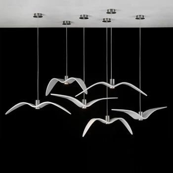 Черно-бял творчески led висящи лампи Чайка окачен лампа бар трапезария окачен лампа кухня осветителни тела