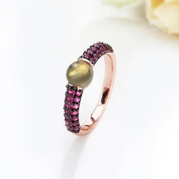 Черно И Розово Злато С Розов Цирконии Crystal Мода Пръстен Подарък 15 Цвята