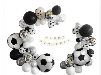 Честит Рожден Ден на хартиен банер черно-бял футбол парти декорация рожден ден украси футболен балон набор от