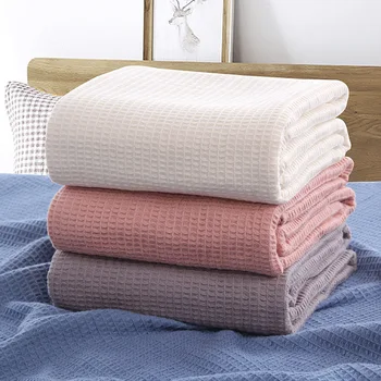 Чист памук вафельное Одеало за легло, разтегателен капак на самото одеяло, кърпа одеяло жени увиване на одеало пътуване хвърли едно одеяло случаен сън одеяло