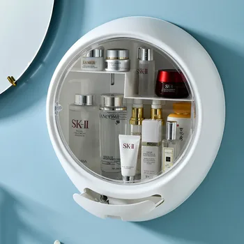 Чиста червена кутия за съхранение на козметика пылезащитная мивка за баня подвесная стена безплатна пробивка стенен творчески рафтове за грижа за кожата LB40611
