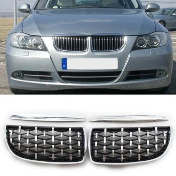 Чисто нов 1 чифт диамантени бъбреците смяна на решетка хром за BMW E90 E91 3-Series решетка скара смяна на автомобилни аксесоари
