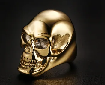 човек череп пръстени от неръждаема стомана за мъже хладно тежка смърт череп на главата пръстени готик пънк размер 8-12