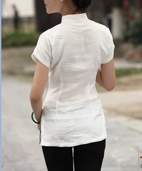 Шанхай история нов пристигане жена традиционен китайски топ мандарина яка рокля бяла tranditional бельо блуза