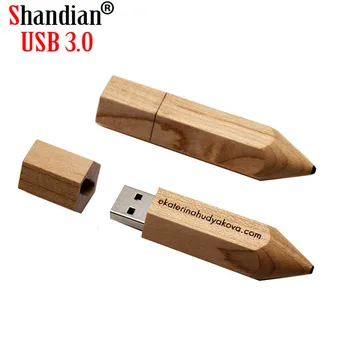 ШАНЬДЯНЬ USB 3.0 безплатен потребителски логото на дървен молив USB флаш памет pendrive 4GB 8GB 16GB 32GB 64GB memory stick usb творчески подарък